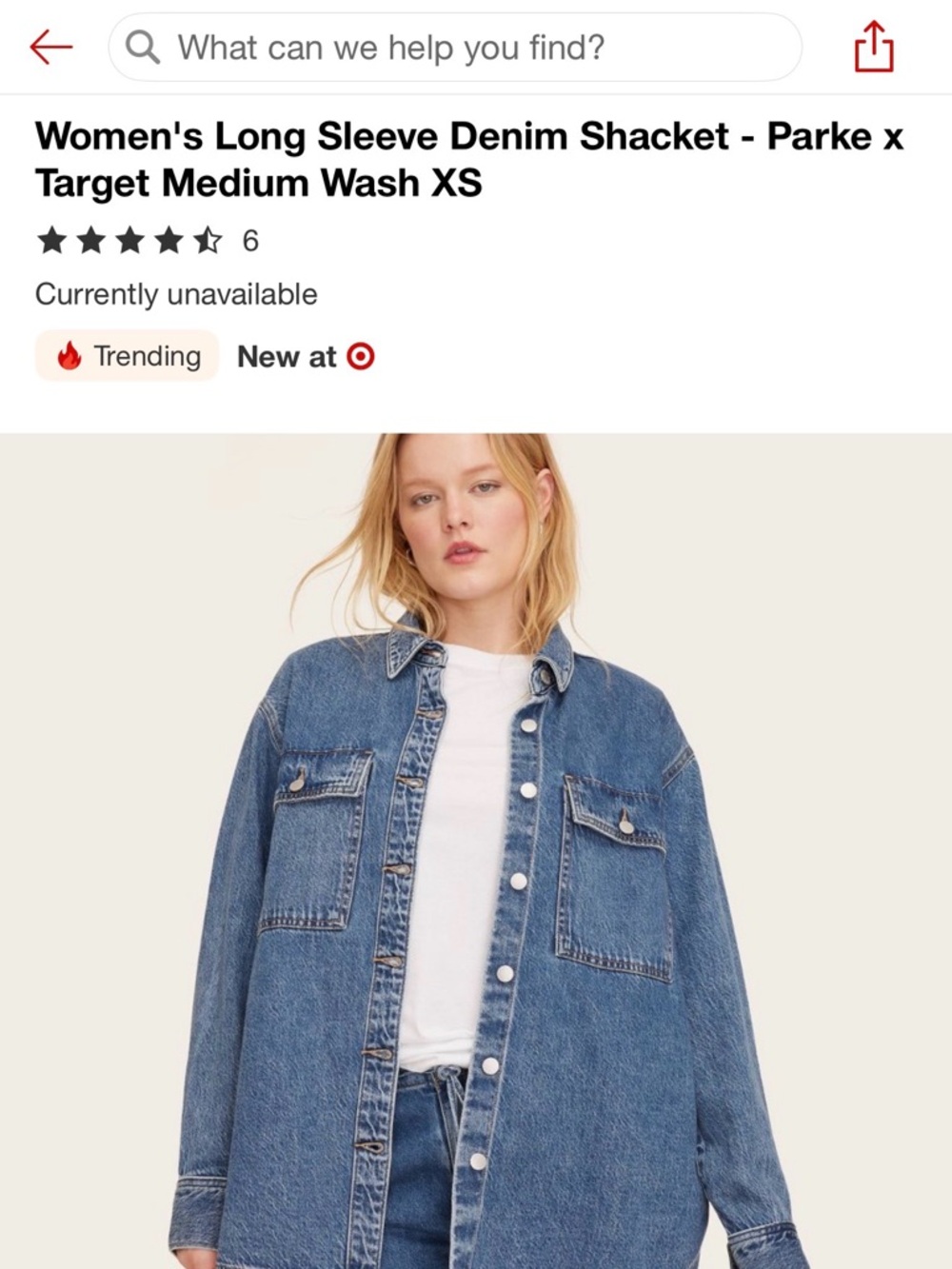 Parke x Target Women's Medium Wash Denim Shacket